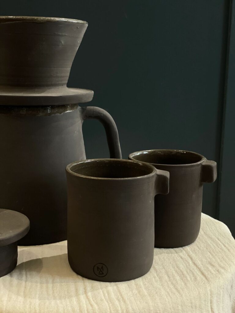 Japanese Black Clay Stoneware Ceramic Coffee Set